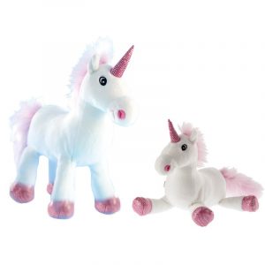 2x Witte/roze eenhoorns knuffels 22 en 38 cm cm knuffeldieren
