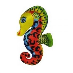 Pluche zeepaardje gele kop 27 cm