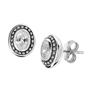 TFT Oorknoppen Zirkonia Zilver Geoxideerd Glanzend 10.5 mm x 8.5 mm