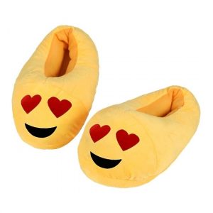 Pluche emoticon kindersloffen hartjesogen
