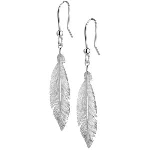 Huiscollectie Oorhangers Veer zilver 59 mm x 10.5 mm
