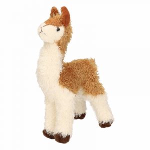 Boerderijdieren knuffel lama bruin/wit 18 cm