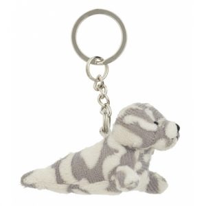 Pluche sleutelhanger gevlekt zeehondje knuffel 8,5 cm
