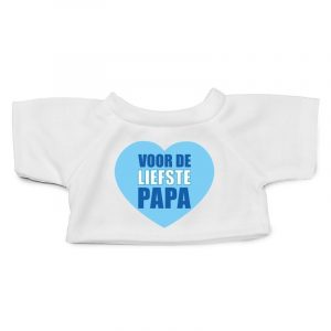 Wit knuffel shirt hartje Liefste Papa maat M voor Clothies knuffel 13 x 9 cm
