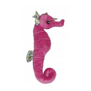 Roze knuffel zeepaardje met glitters