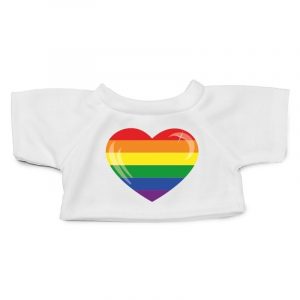 Wit knuffel shirt pride vlag hartje maat M voor Clothies knuffel 13 x 9 cm