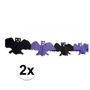 2x Halloween vleermuizen slinger 4 m