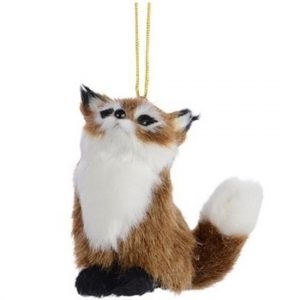 Kerst hangdecoratie bruin vosje 8 cm