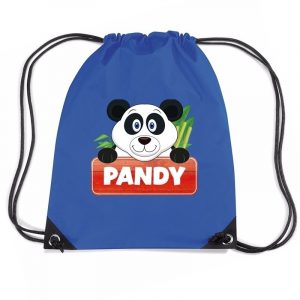 Pandy de Panda trekkoord rugzak / gymtas blauw voor kinderen