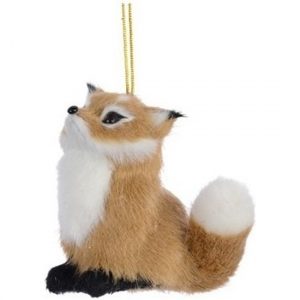 Kerst hangdecoratie lichtbruin vosje 8 cm