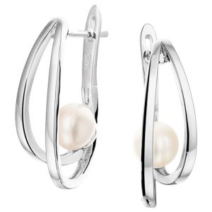 TFT Klapcreolen Parel Zilver Gerhodineerd Glanzend