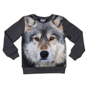 All-over print crewneck sweater met wolf voor kinderen