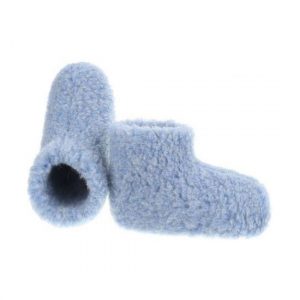 Kinder slof blauw 100% wol