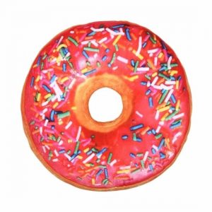 Pluche sprinkels donut kussen fuchsia 40 cm