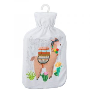 Warmwater kruik met lama/alpaca print wit 2 liter