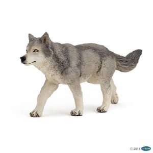 Plastic grijze wolf speeldiertje 12 cm