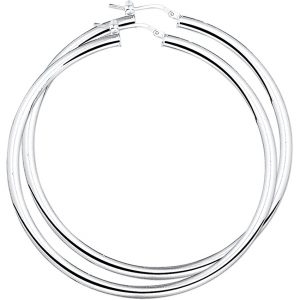 TFT Creolen Ronde Buis Zilver Gerhodineerd Glanzend 4 mm x 62 mm