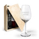 Wijnpakket met wijnglazen - Luc Pirlet Merlot - Gegraveerde glazen