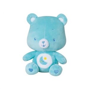 Blauwe troetelberen knuffel met rammelaar 16 cm