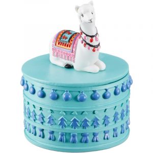 Sieradenkistje/sieradenbox witte lamas/alpacas dieren 10 x 8 cm