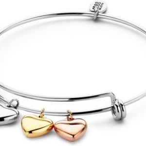 CO88 Collection 8CB-90088 - Stalen bangle met bedels - harten - one-size - zilverkleurig