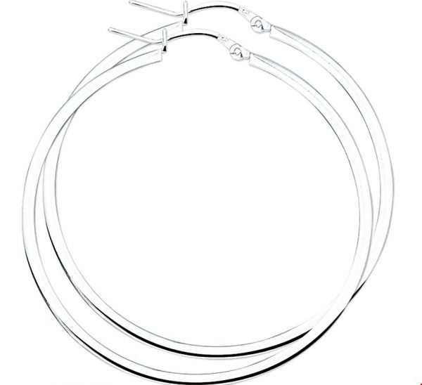 TFT Creolen Vierkante Buis Zilver Glanzend 2 mm x 50 mm