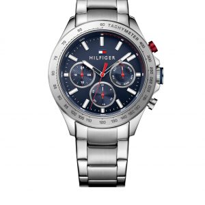 Tommy Hilfiger TH1791228 Horloge Hudson staal zilverkleurig-blauw 46 mm