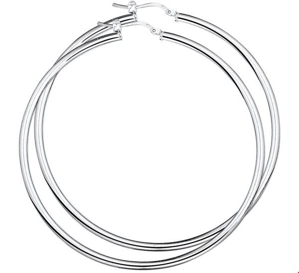 TFT Creolen Ronde Buis Zilver Gerhodineerd Glanzend 3 mm x 62 mm