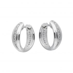 Elegance Oorbellen klapcreolen zilver/zirconia 107.5418.00