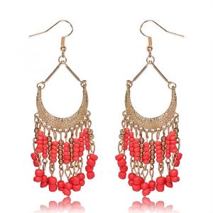Chandelier oorbellen Pearl Bead Gold Coral