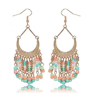 Chandelier oorbellen Pearl Bead Gold Multicolor