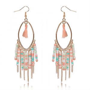 Chandelier oorbellen Tassel Bead Gold Multicolor