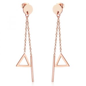 Cilla Jewels Dames oorhangers Edelstaal Staaf Driehoek Rose