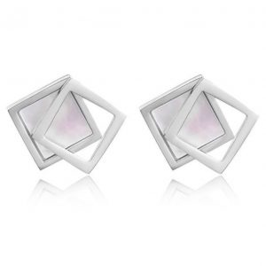 Cilla Jewels Dames oorknoppen Double Square Shell Zilverkleurig
