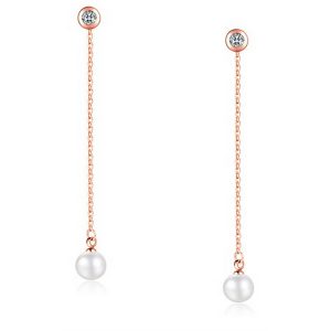 Cilla Jewels oorhangers Edelstaal verguld Parel Zirkonia Rose