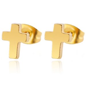 Cilla Jewels oorknoppen Edelstaal Kruis Goudkleurig