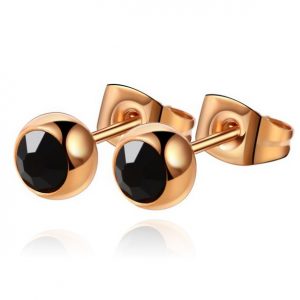 Cilla Jewels oorstekers Rose Edelstaal Zwarte steen