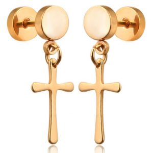 Cross Stud oorbellen Titanium Gold