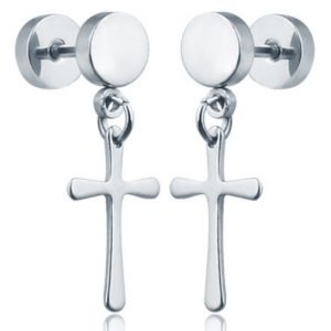 Cross Stud oorbellen Titanium Silver