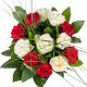 Bloemen - Boeket Rozen Rood-Wit (middel)