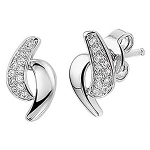 TFT Oorknoppen Zirkonia Zilver Gerhodineerd Glanzend 11 mm x 7 mm