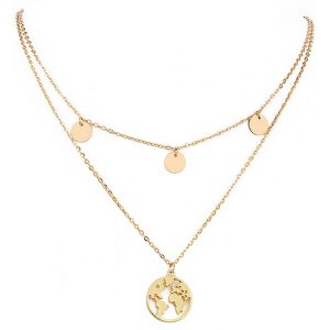 Dames ketting Multi Layer World Map Rose