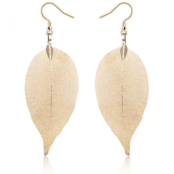Dames oorhangers Blad oorbellen Leaf Goudkleurig