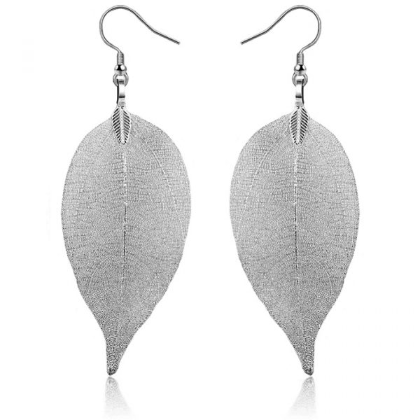 Dames oorhangers Blad oorbellen Leaf Grijs