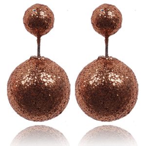 Double Dots oorbellen Shiny Brown