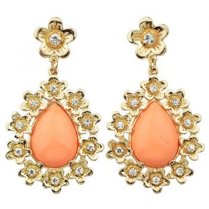 Drop oorbellen Gemstone Flower