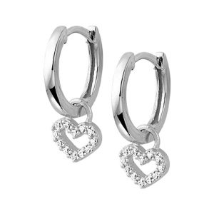 TFT Creolen Hart Zirkonia Zilver Gerhodineerd Glanzend