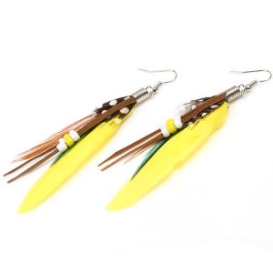 Fashion oorbellen Feather Bead Yellow