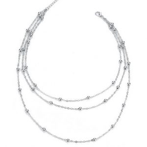 Gelaagde dames Choker Zilverkleurig Ronde kralen