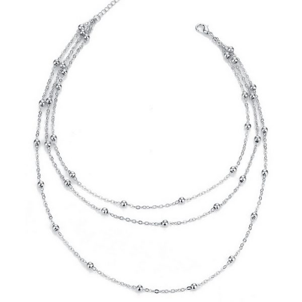 Gelaagde dames Choker Zilverkleurig Ronde kralen